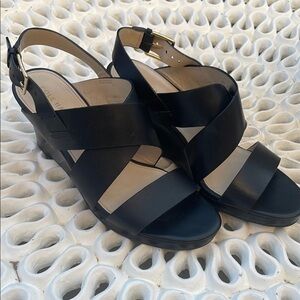 Cole Haan Black Wedge Sandals Sophisticated Design